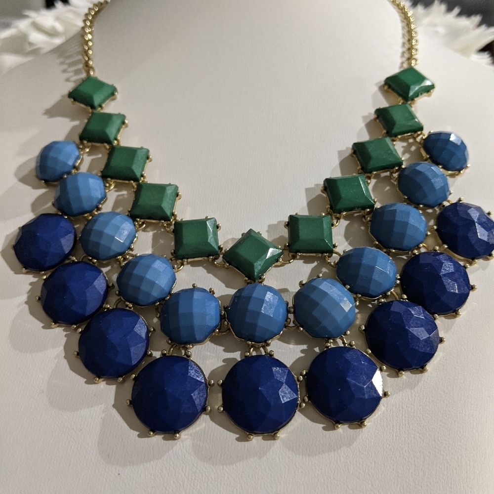 J Crew Art Deco Bold Colorblock statement necklace - Picture 2 of 5